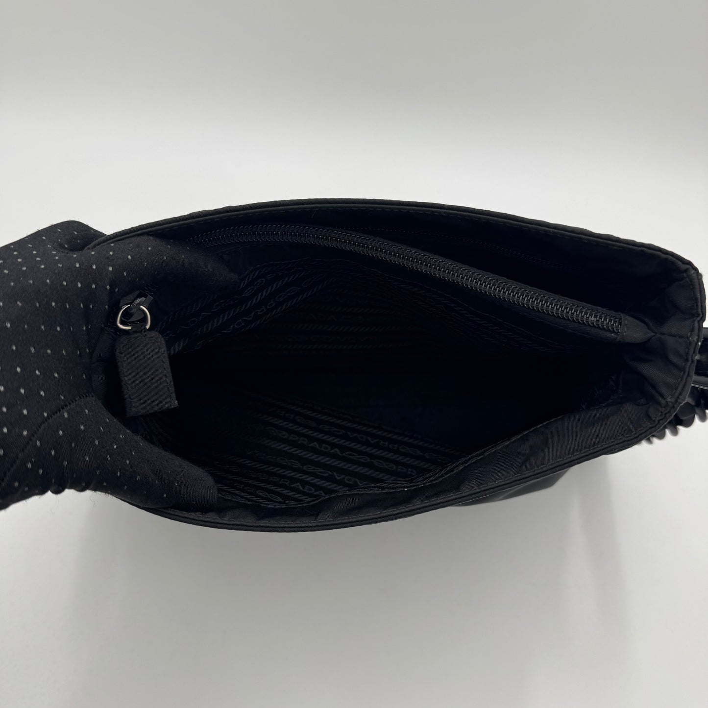 Prada Black Nylon Acrylic Chain Shoulder Bag