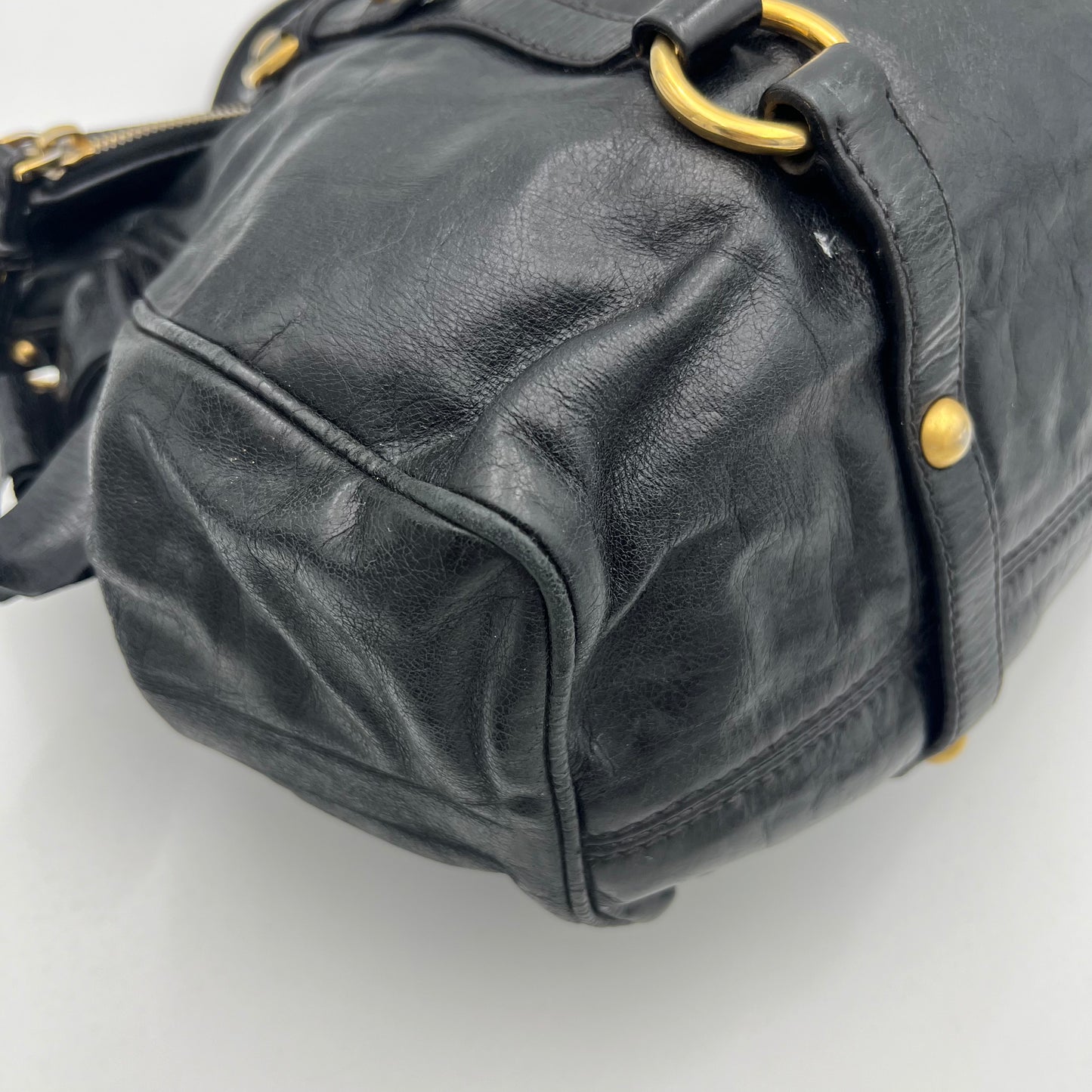 Miu Miu Black Lux Vitello Bow Satchel Bag