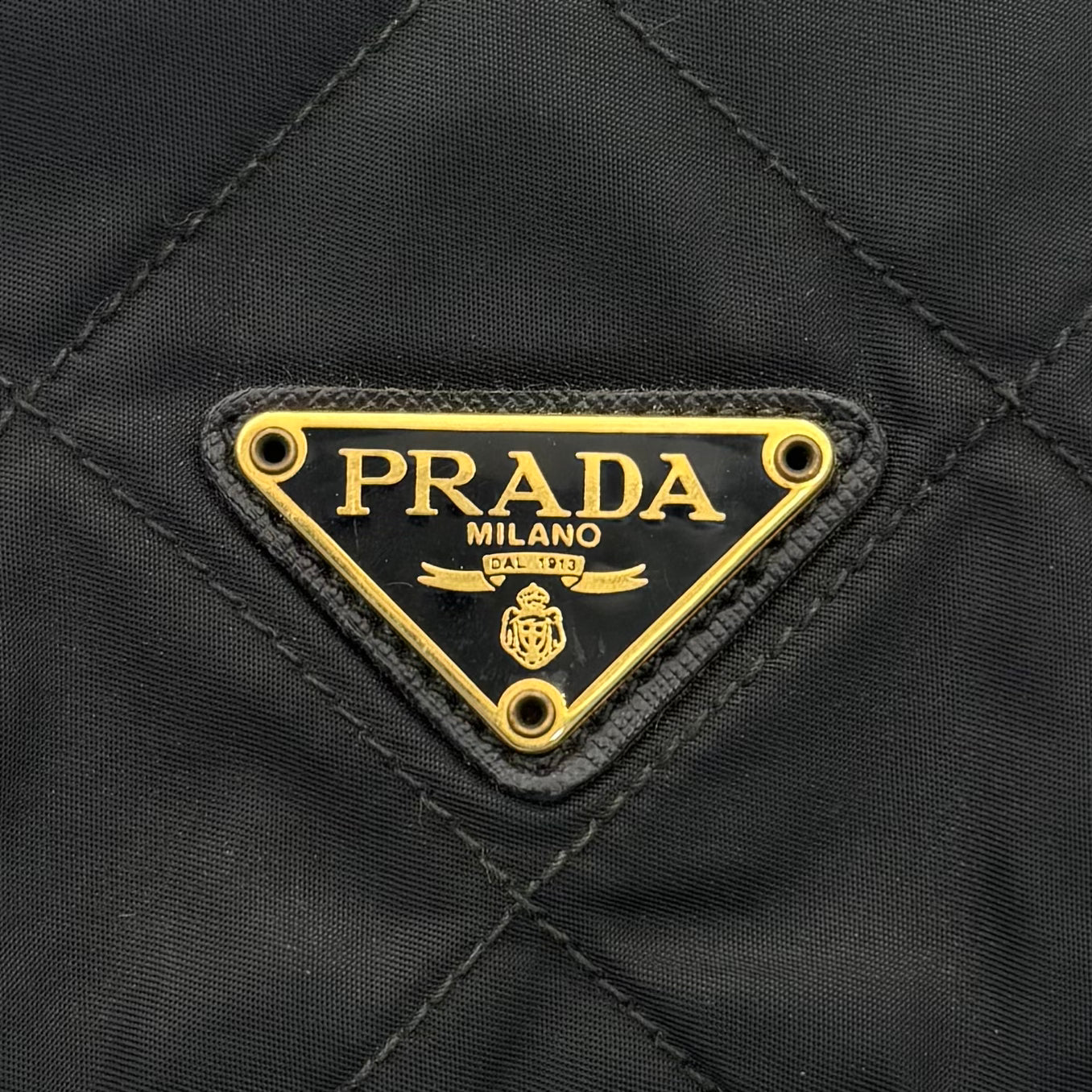 Prada Black Quilted Nylon Large Flap Chain Bag GHW