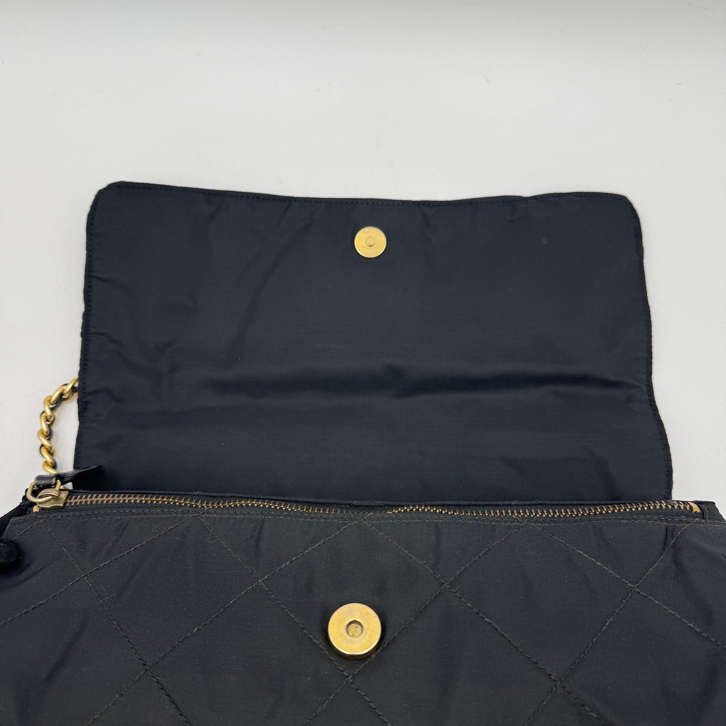 Prada Black Quilted Nylon Large Flap Chain Bag GHW