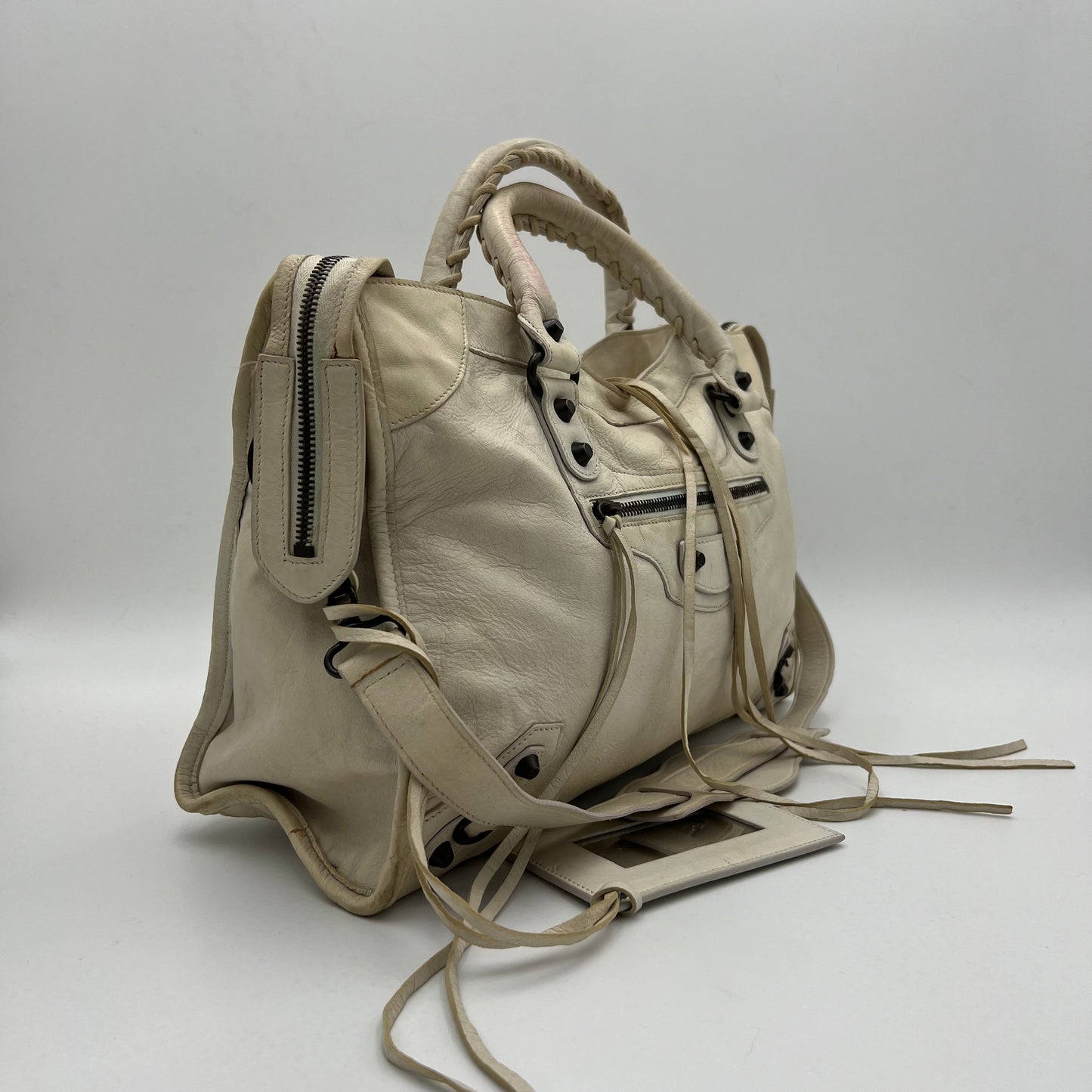 Balenciaga Blanc Creme Leather Classic City Bag