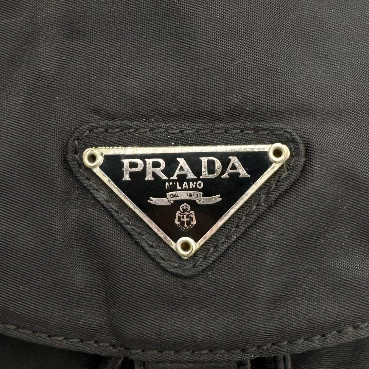 Prada Black Nylon and Leather Flap Chain Backpack SHW