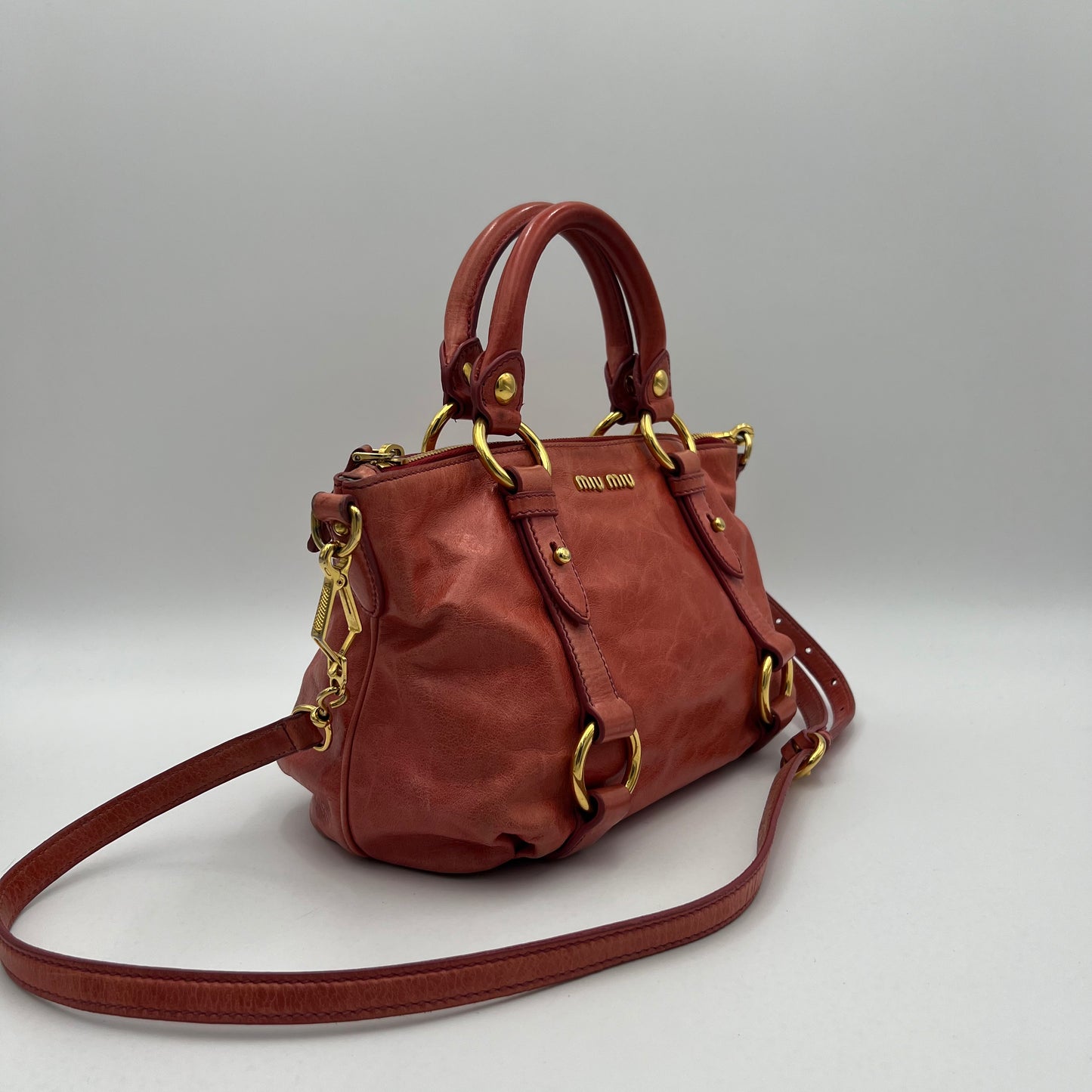 Miu Miu Pink Vitello Shine Small Handbag GHW