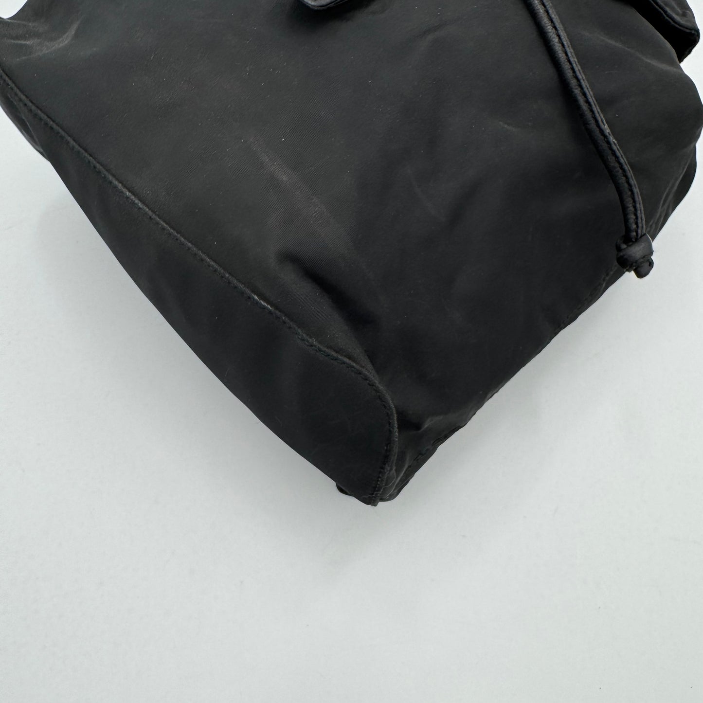 Prada Black Nylon and Leather Flap Chain Backpack SHW