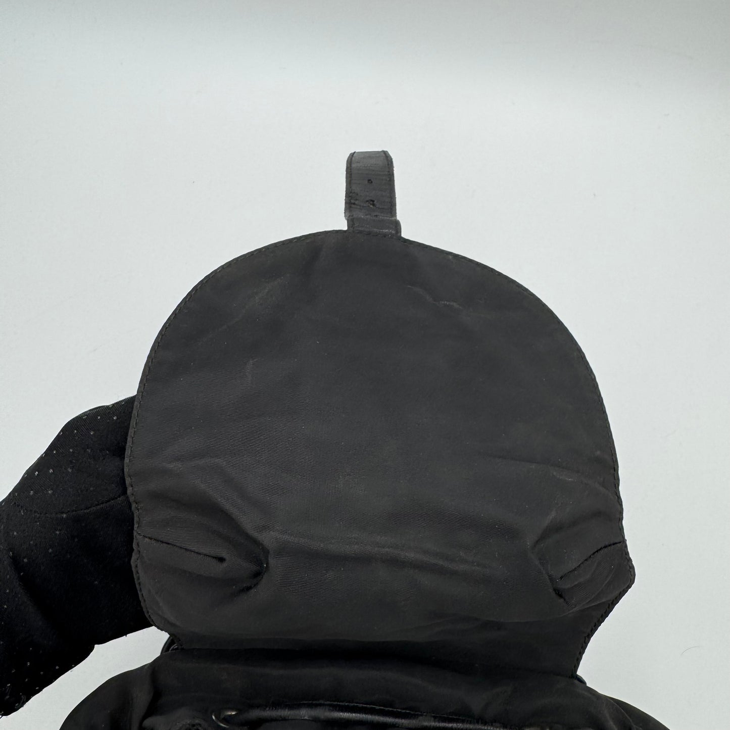 Prada Black Nylon and Leather Flap Chain Backpack SHW