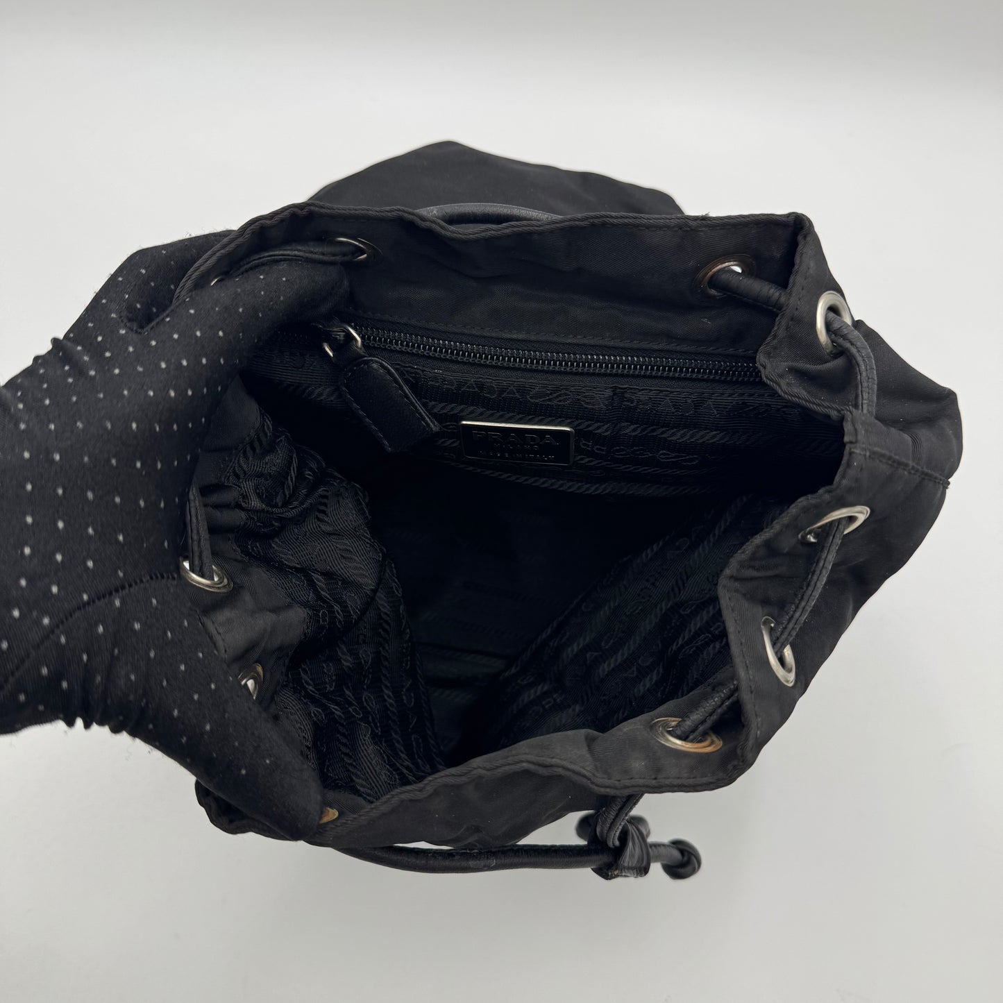 Prada Black Nylon and Leather Flap Chain Backpack SHW