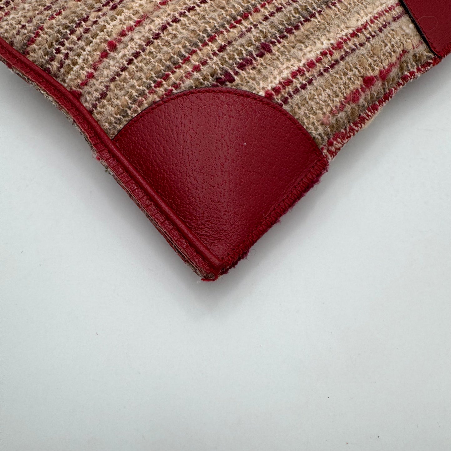 Prada Cherry Red Leather and Tweed Mini Tote