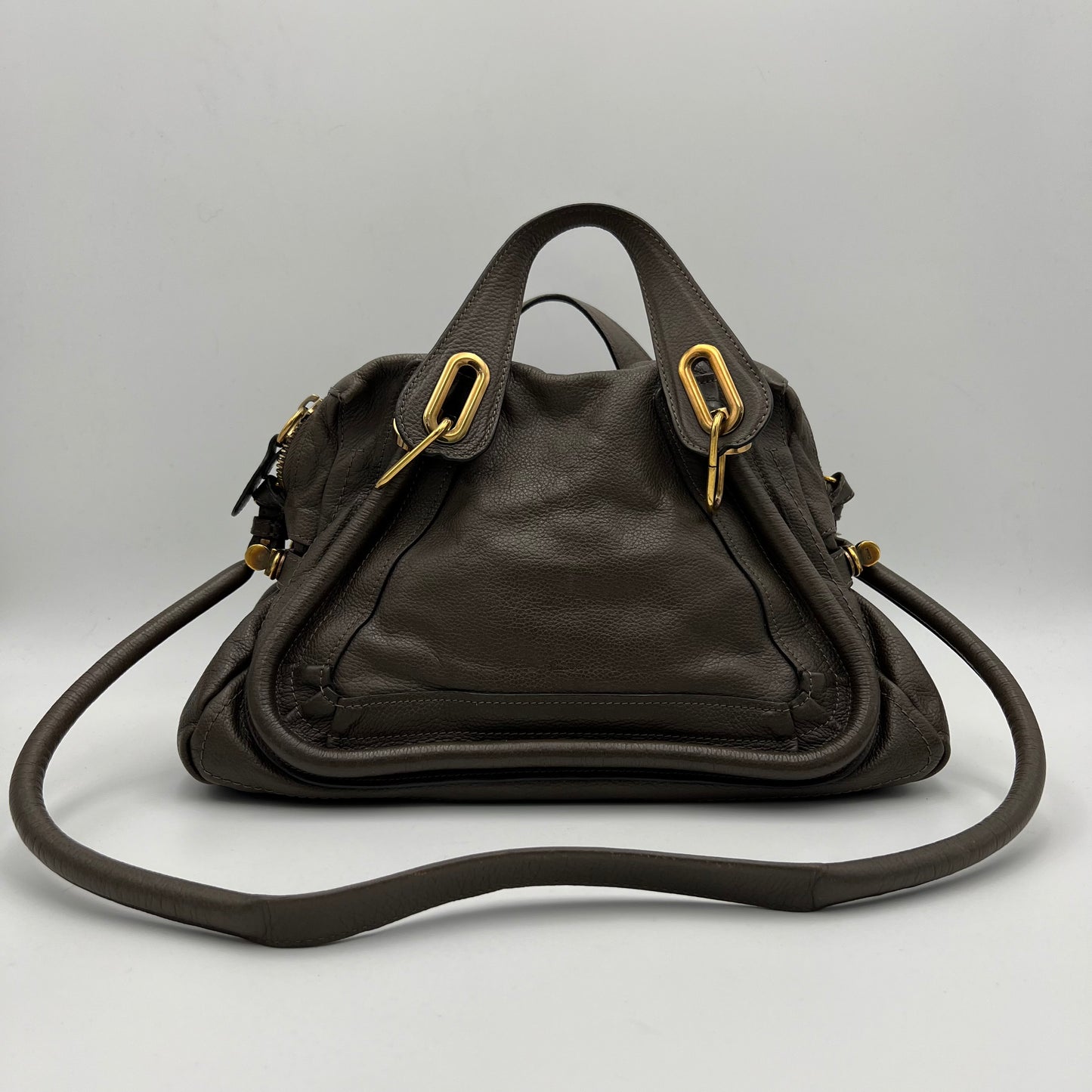 Chloe Rock Gray Leather Paraty Two-Way Bag