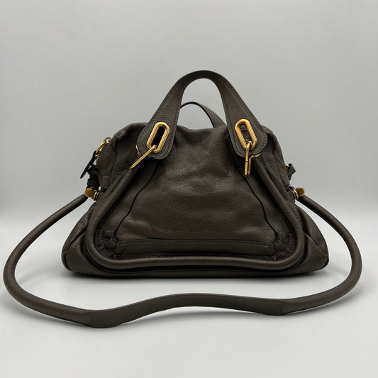 Chloe Rock Gray Leather Paraty Two-Way Bag