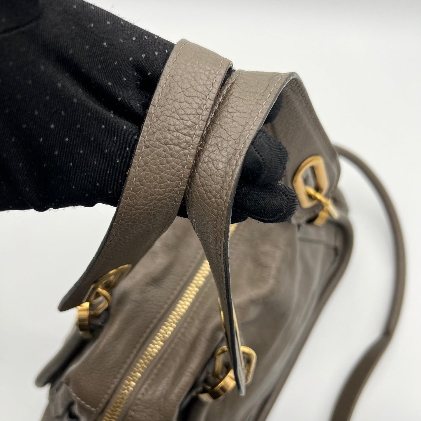 Chloe Rock Gray Leather Paraty Two-Way Bag