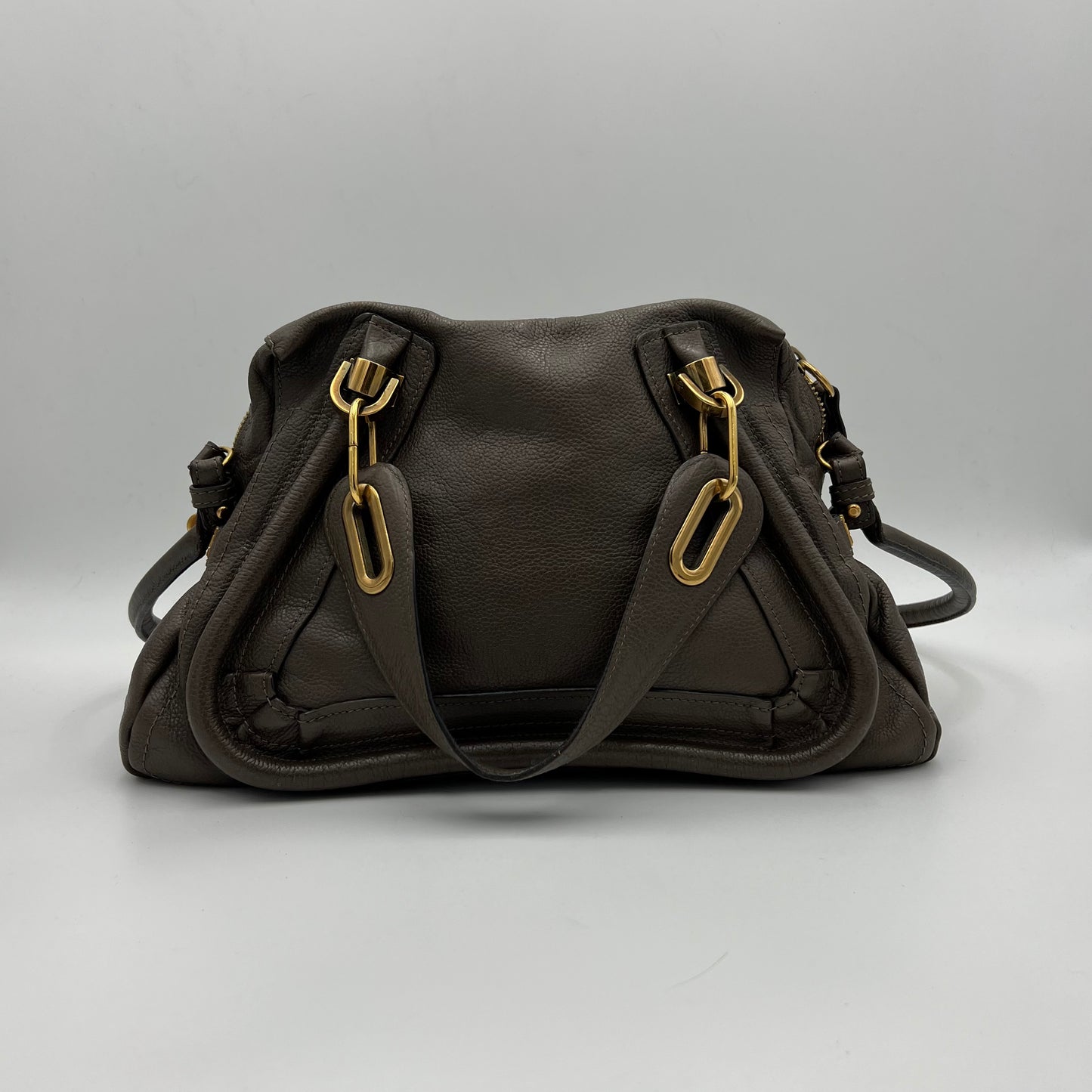 Chloe Rock Gray Leather Paraty Two-Way Bag