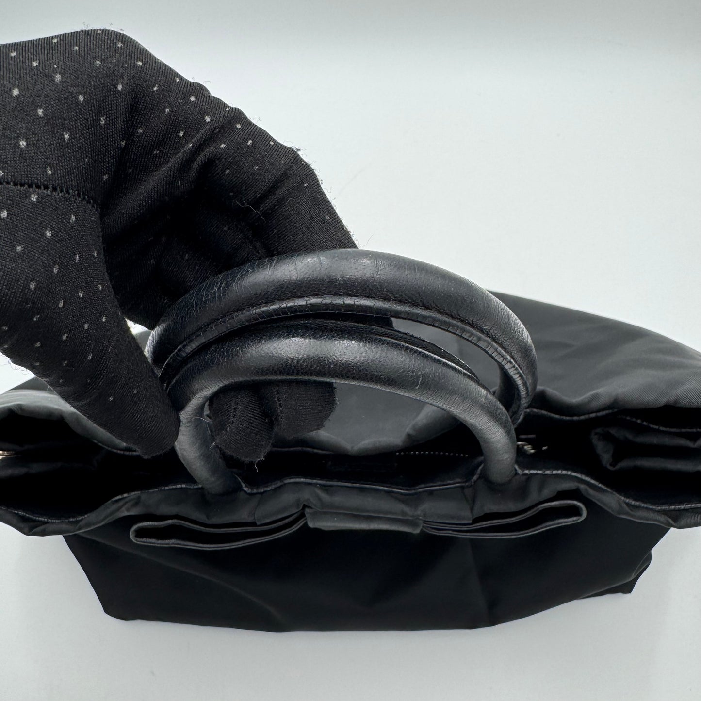 Prada Black Nylon and Leather Bow Tote SHW