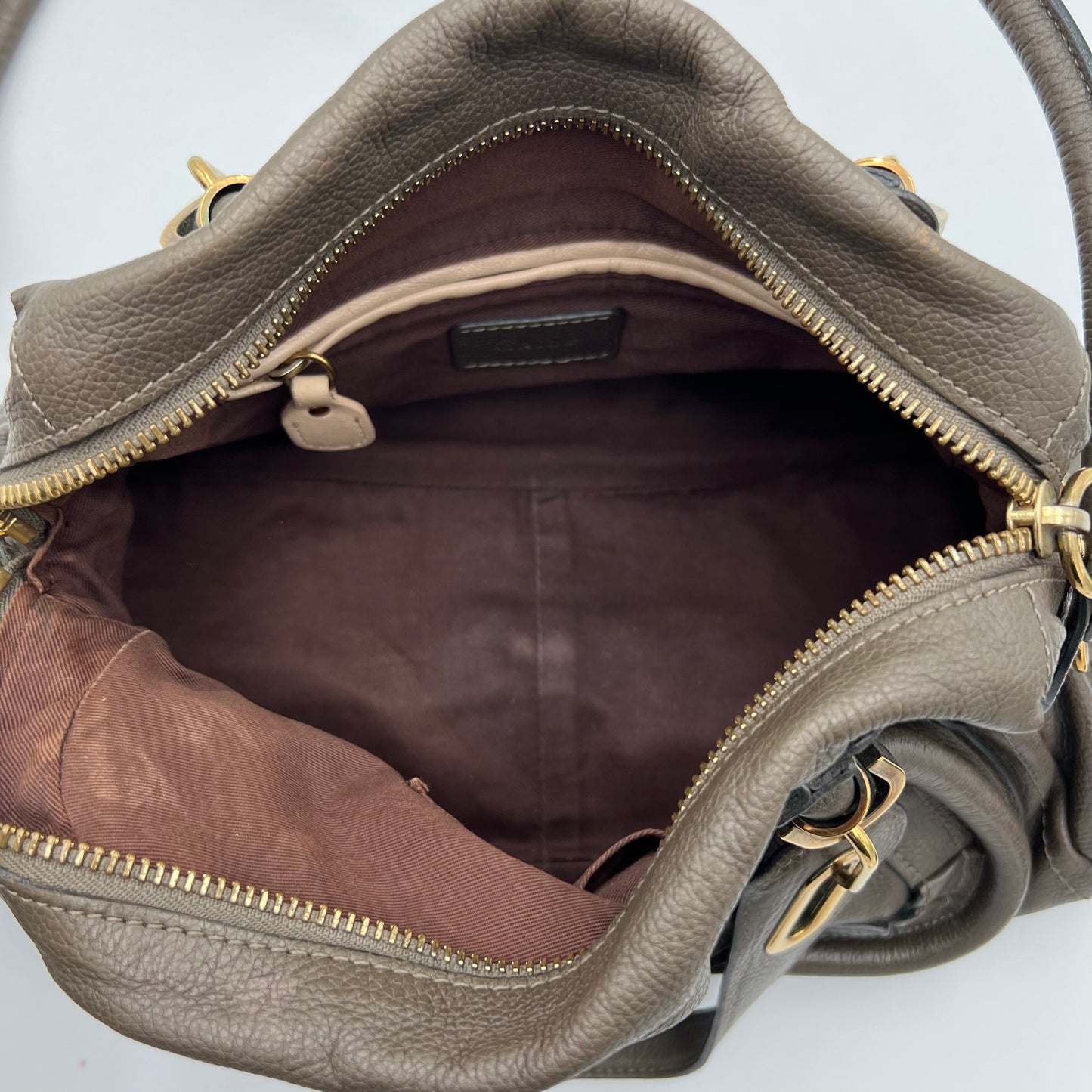 Chloe Rock Gray Leather Paraty Two-Way Bag