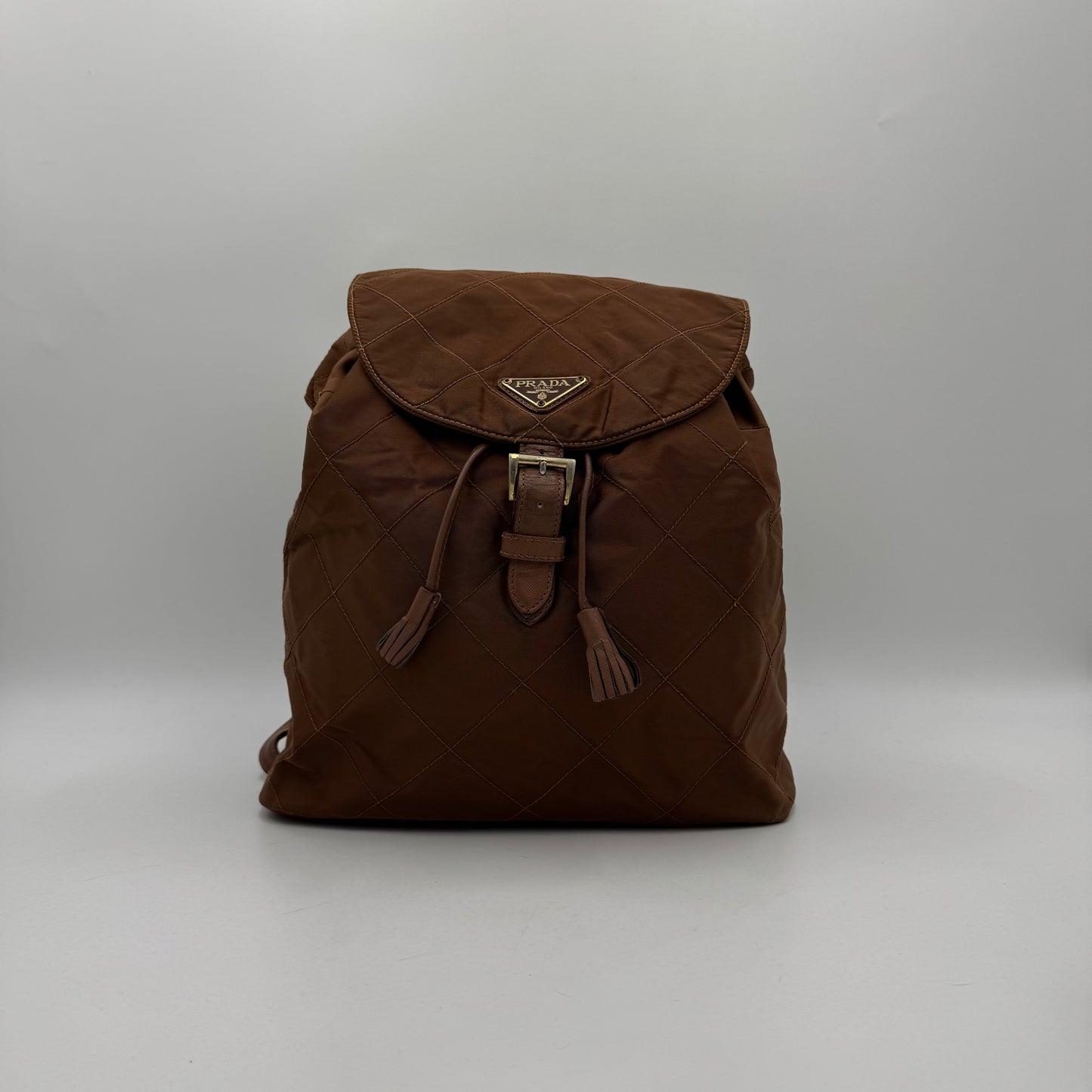 Prada Brown Quilted Nylon Backpack GHW