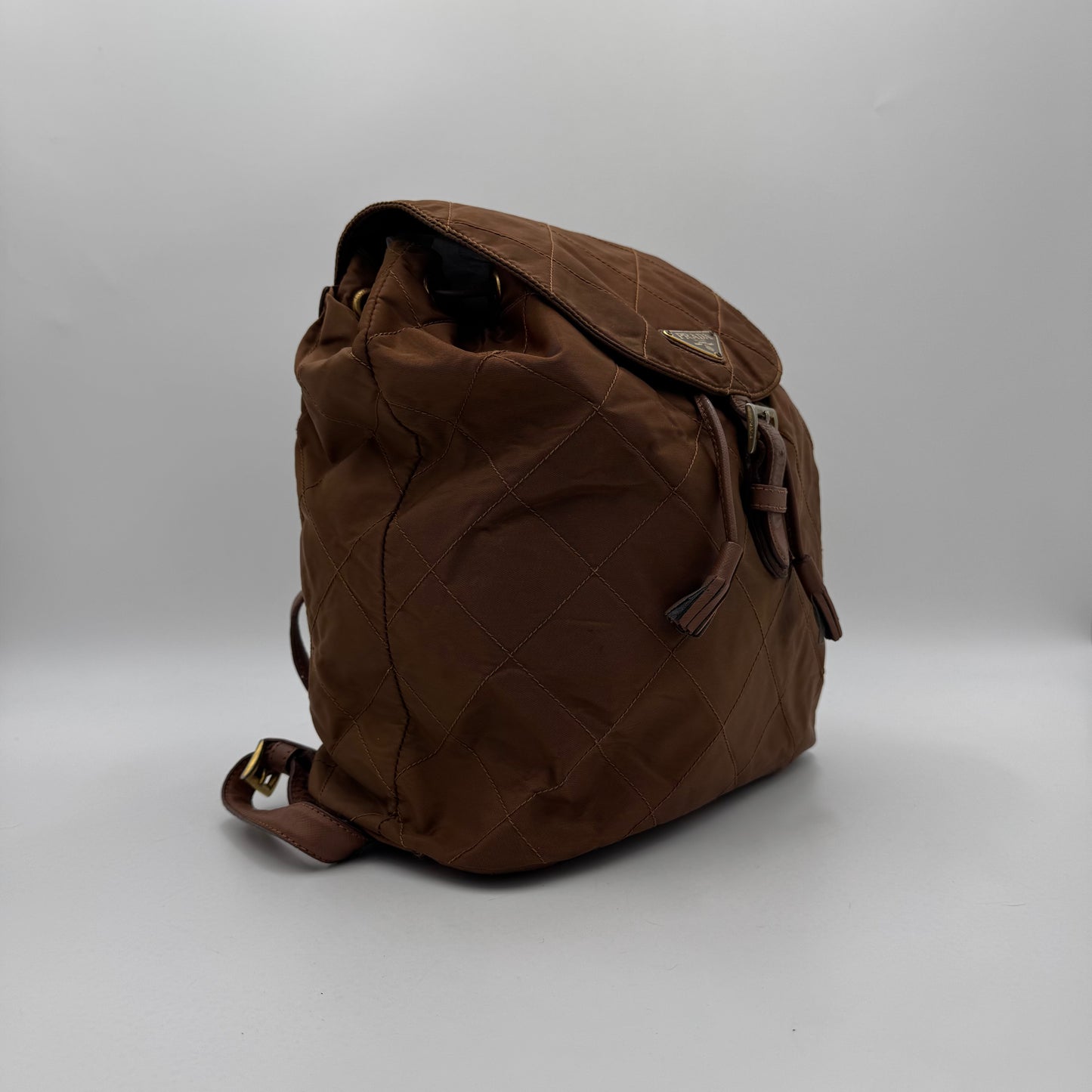 Prada Brown Quilted Nylon Backpack GHW