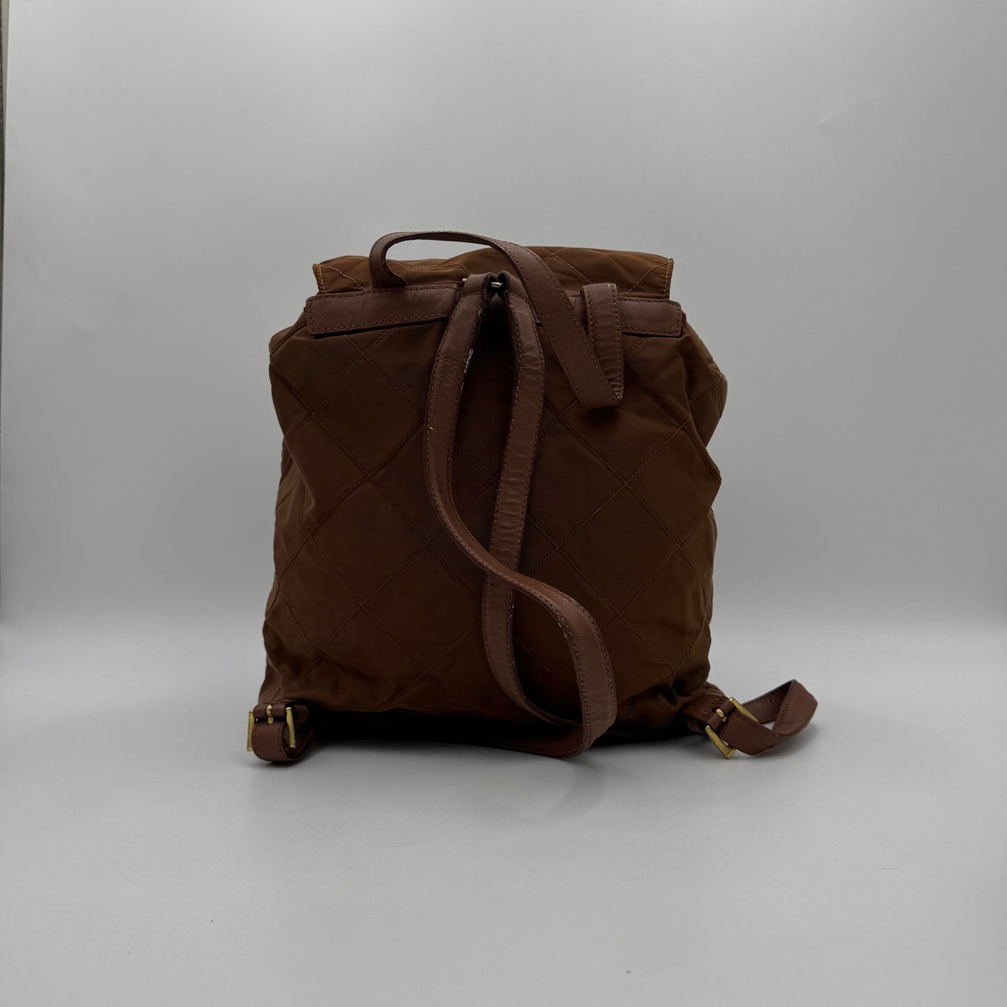 Prada Brown Quilted Nylon Backpack GHW