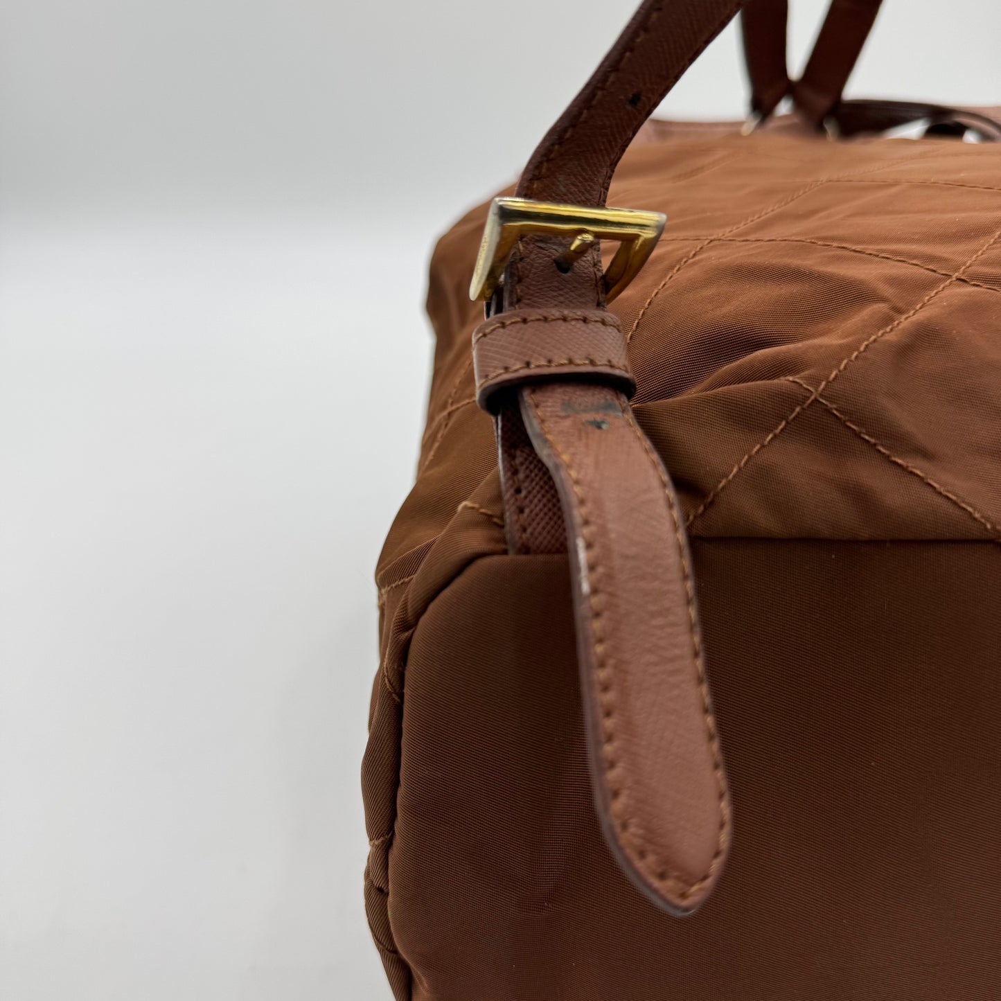 Prada Brown Quilted Nylon Backpack GHW