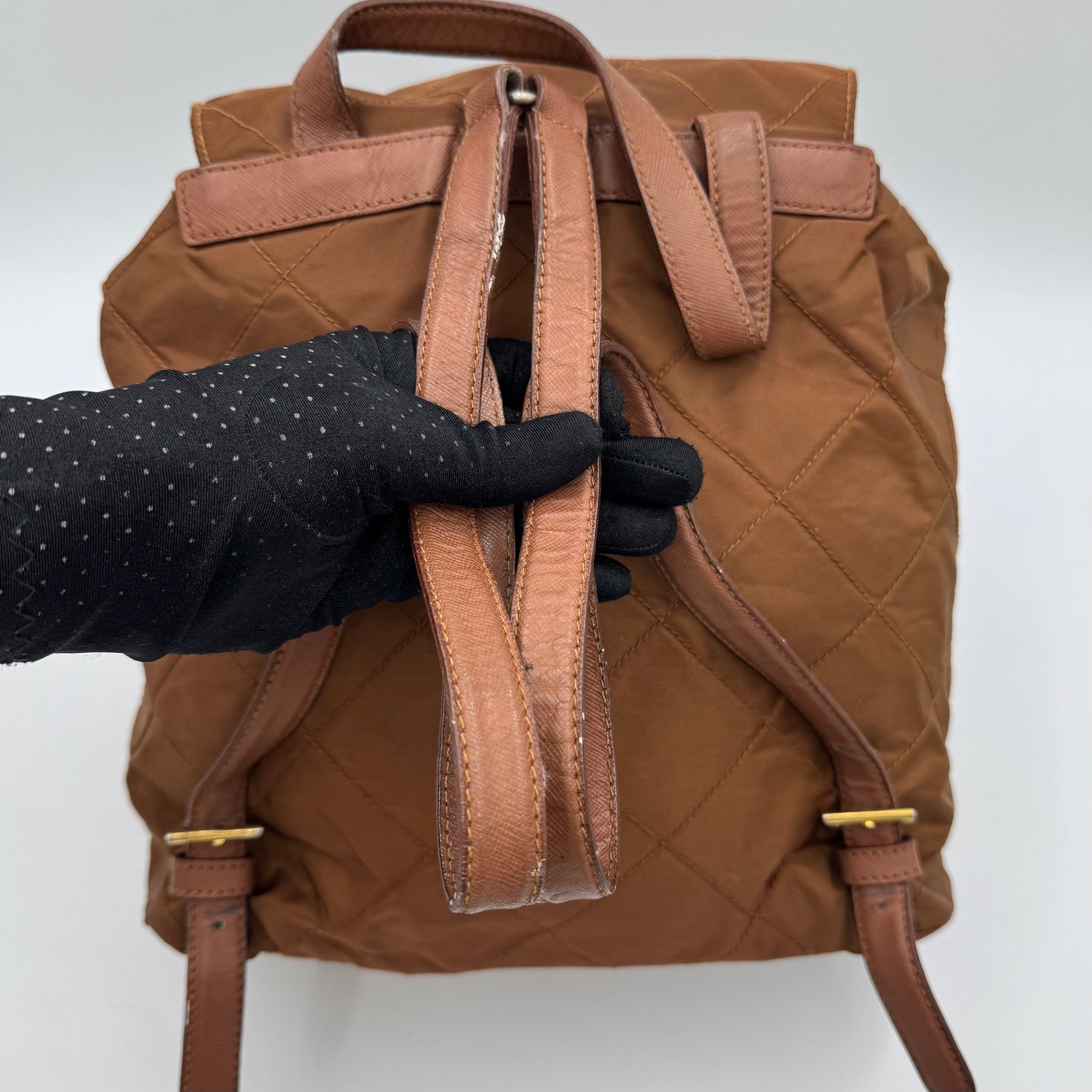 Prada Brown Quilted Nylon Backpack GHW