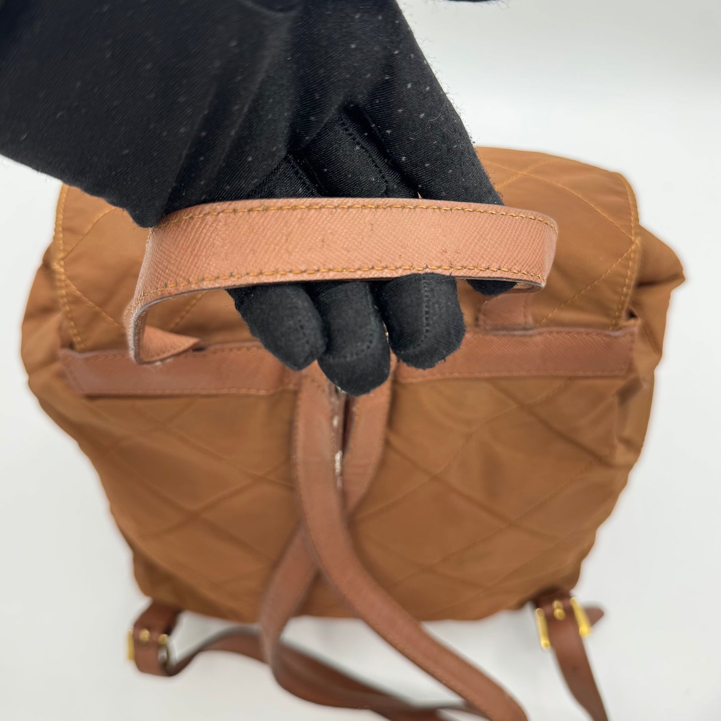 Prada Brown Quilted Nylon Backpack GHW