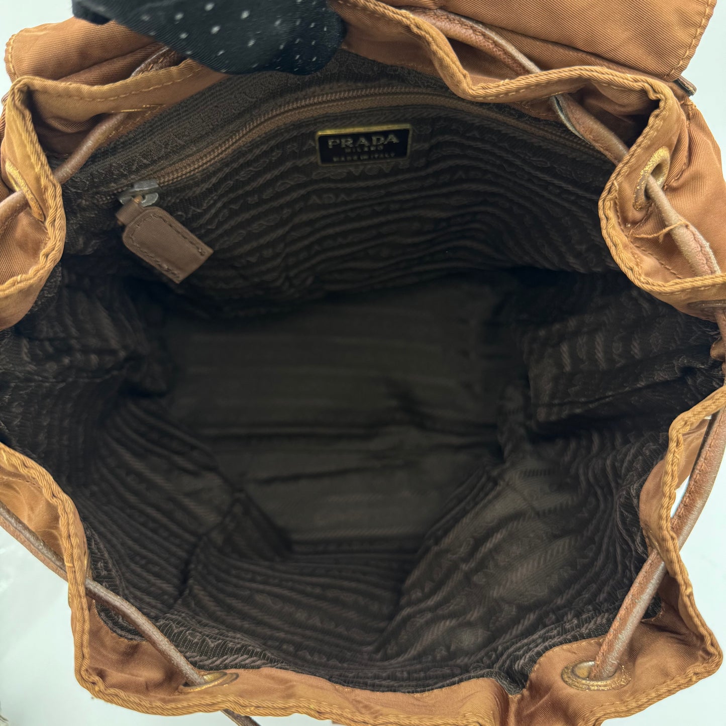 Prada Brown Quilted Nylon Backpack GHW