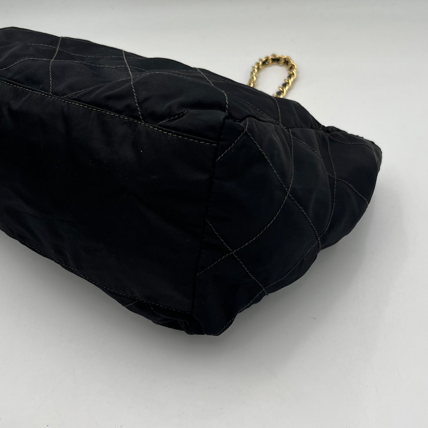 Prada Black Quilted Nylon Chain Bag