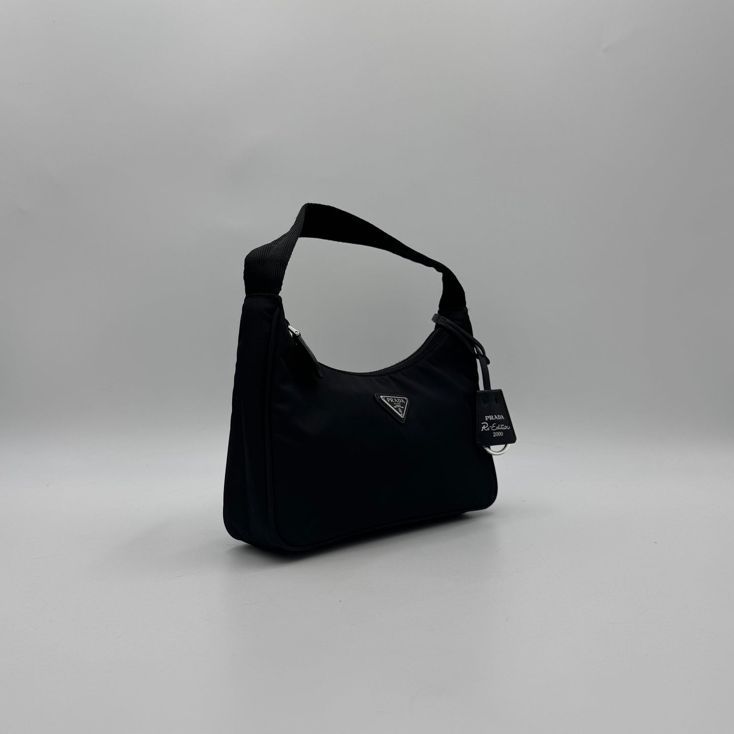 Prada Black Nylon Re-Edition 2000 Mini Hobo Bag