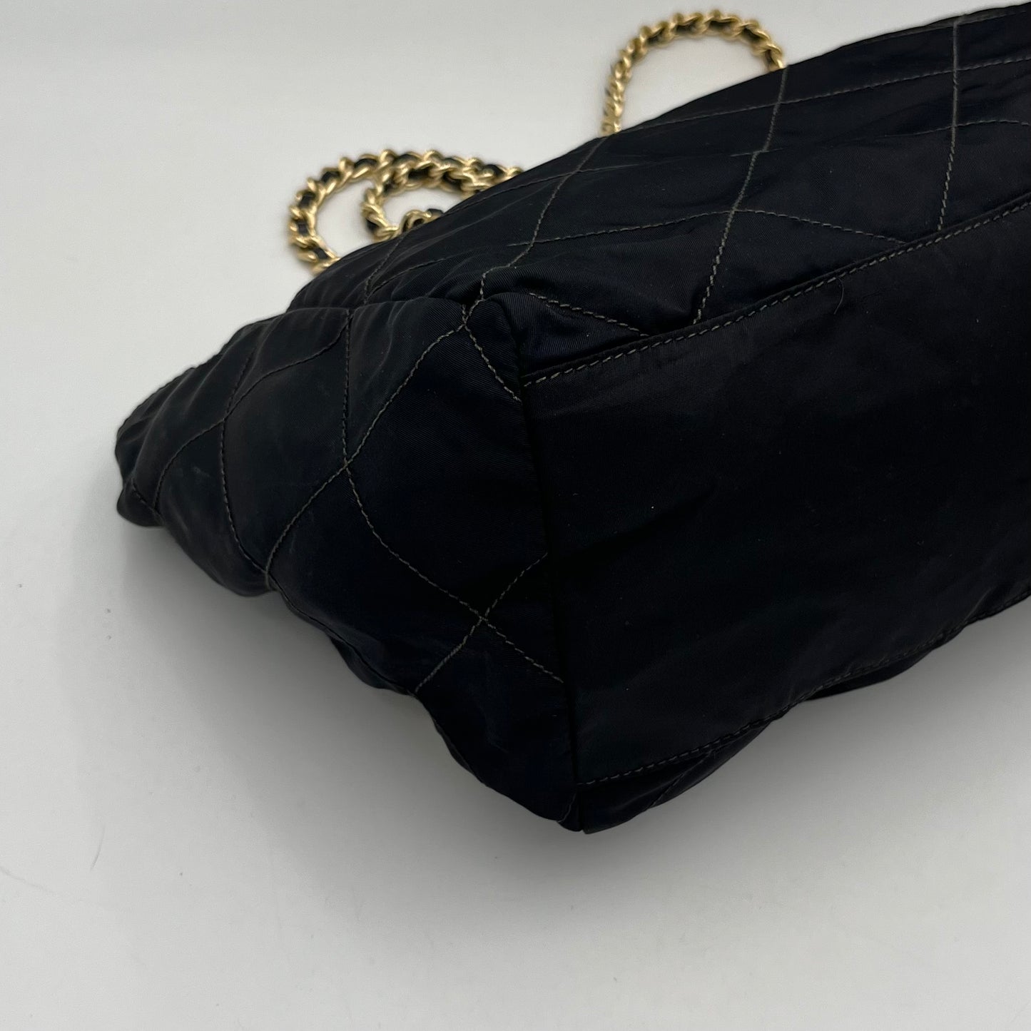 Prada Black Quilted Nylon Chain Bag