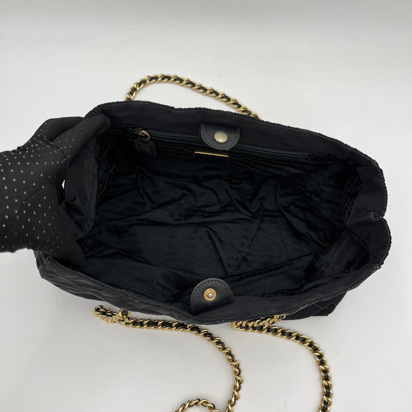 Prada Black Quilted Nylon Chain Bag