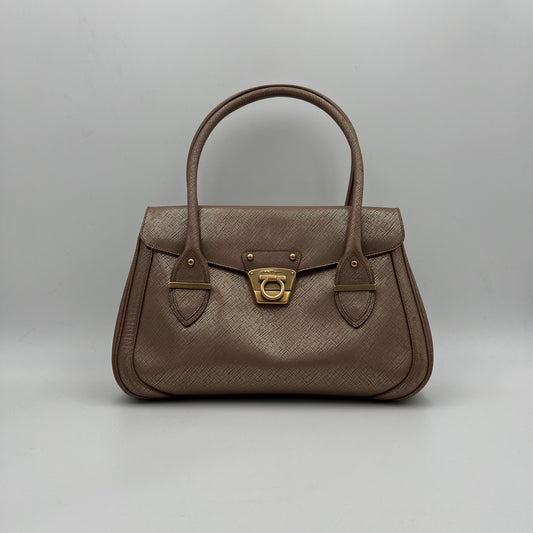 Salvatore Ferragamo Metallic Pink Gancini Shoulder Bag