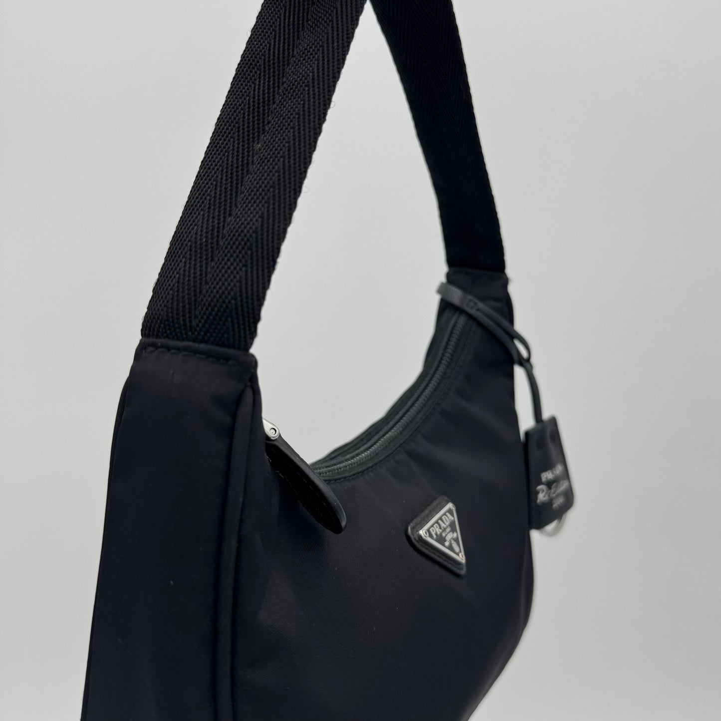 Prada Black Nylon Re-Edition 2000 Mini Hobo Bag