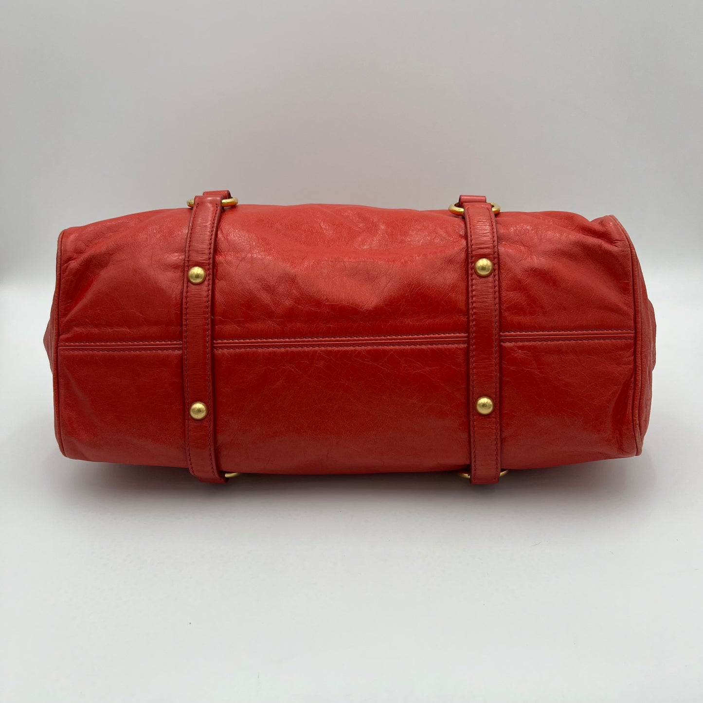 Miu Miu Red Vitello Lux Leather Bow Two-Way Satchel