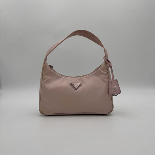 Prada Alabaster Pink Nylon Re-Edition 2000 Mini Hobo Bag