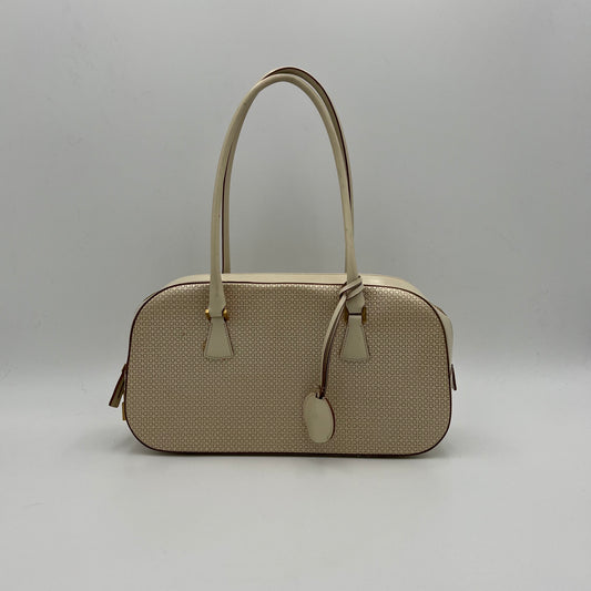 Salvatore Ferragamo Beige Monogram Patent Leather Bauletto