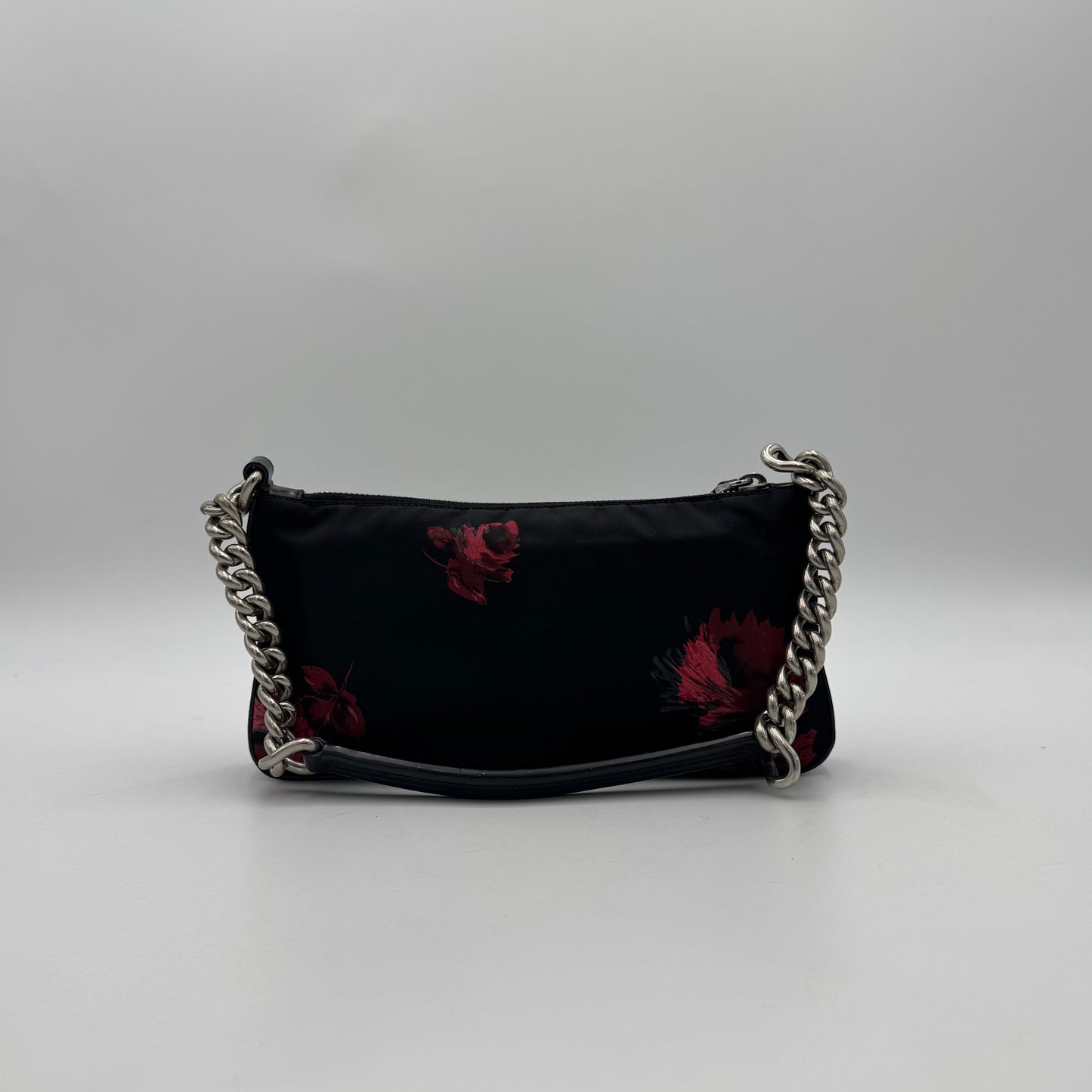 Prada Floral Print Tessuto Chain Pochette