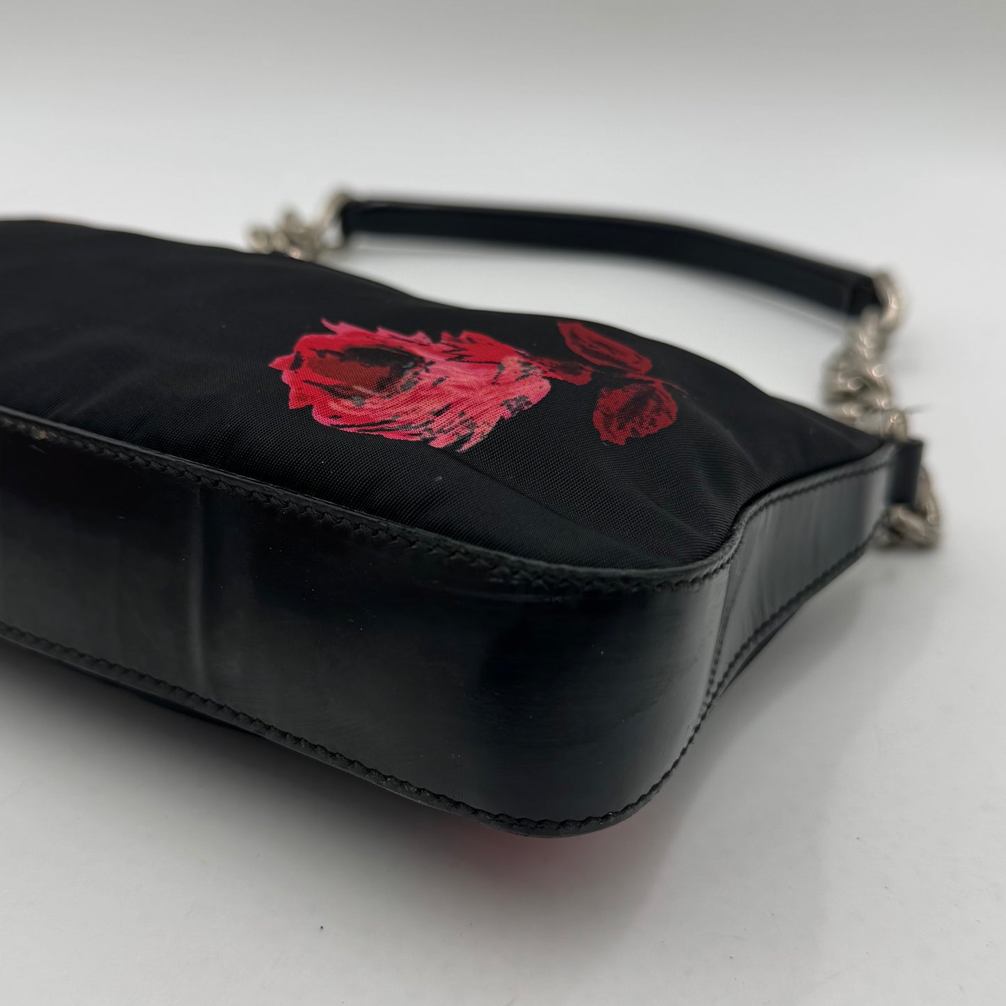 Prada Floral Print Tessuto Chain Pochette