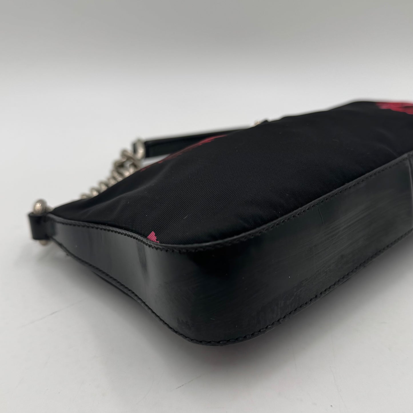 Prada Floral Print Tessuto Chain Pochette