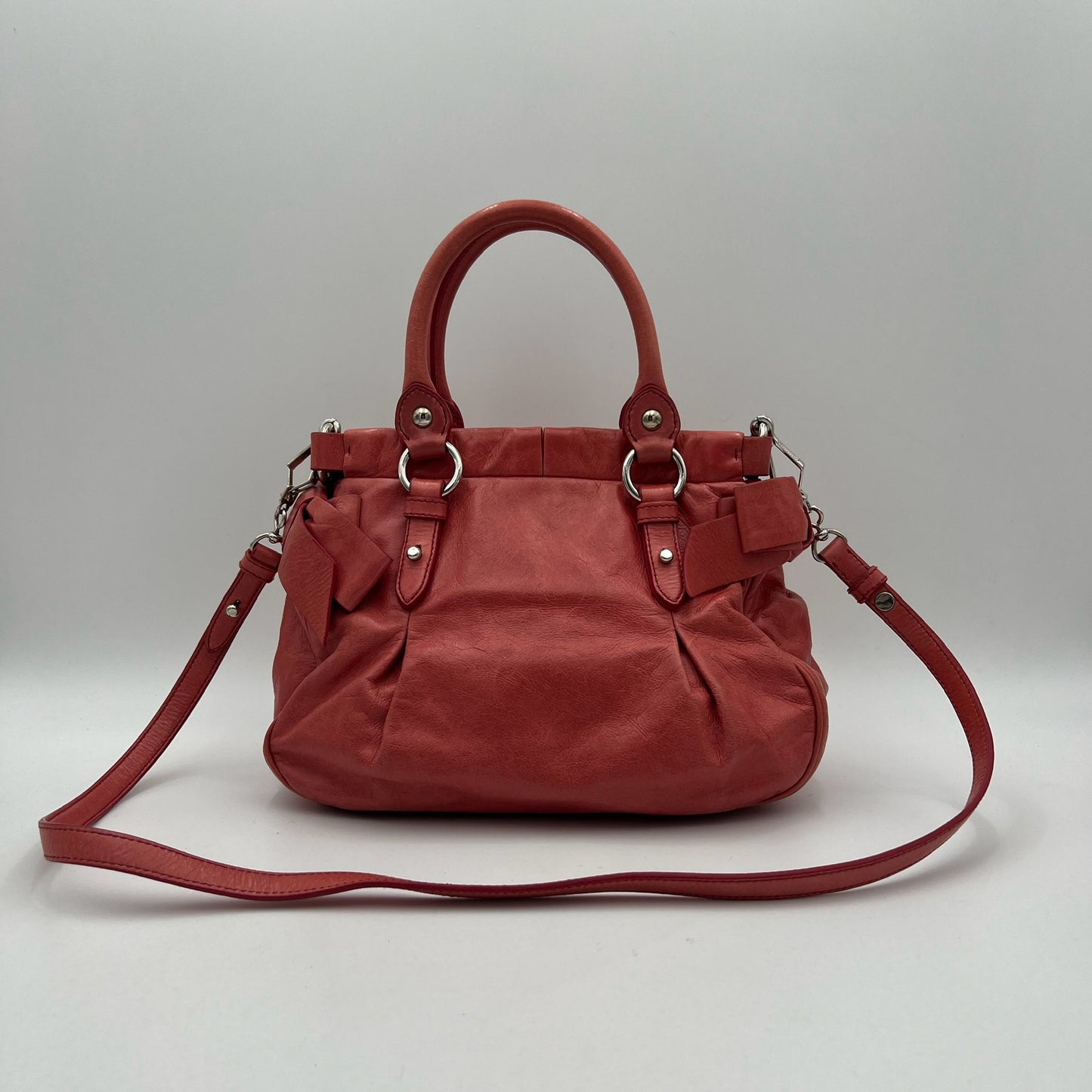Miu Miu Pink Vitello Lux Bow Small Satchel