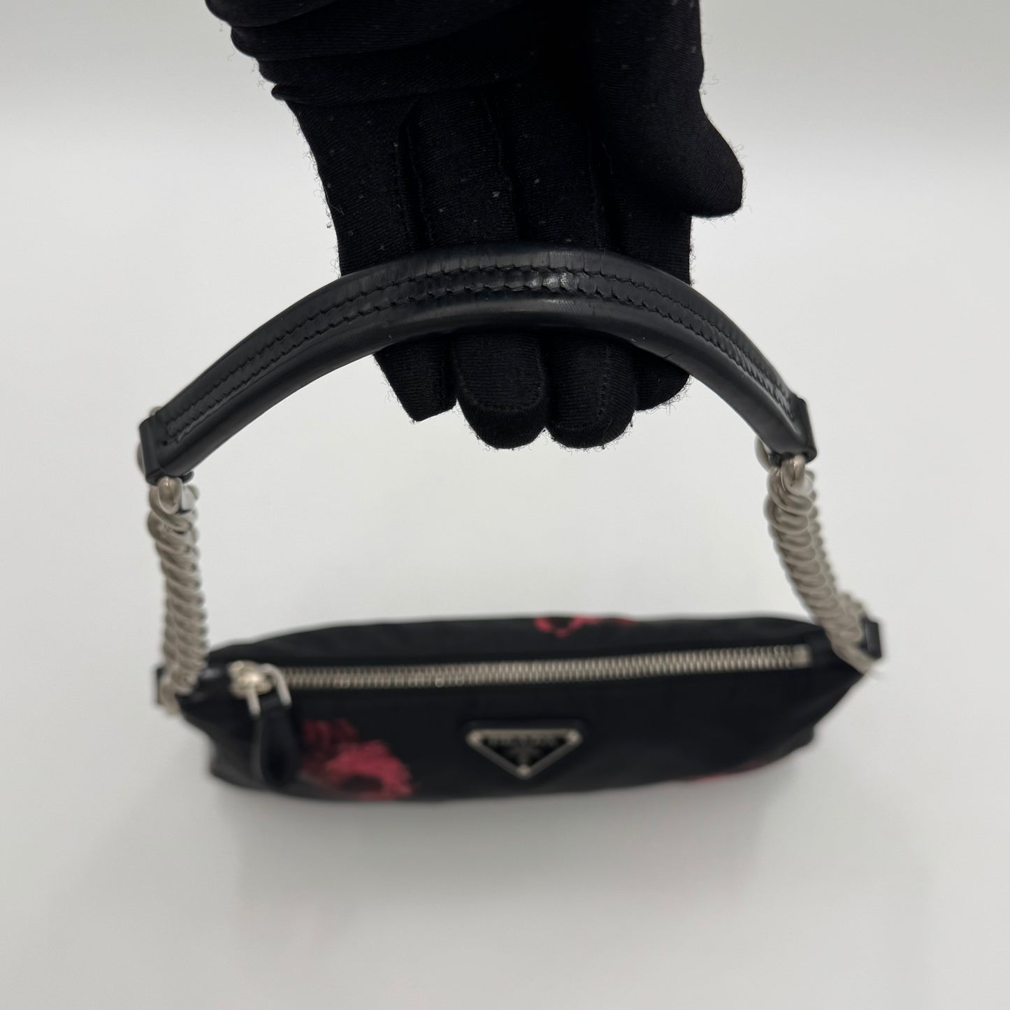 Prada Floral Print Tessuto Chain Pochette