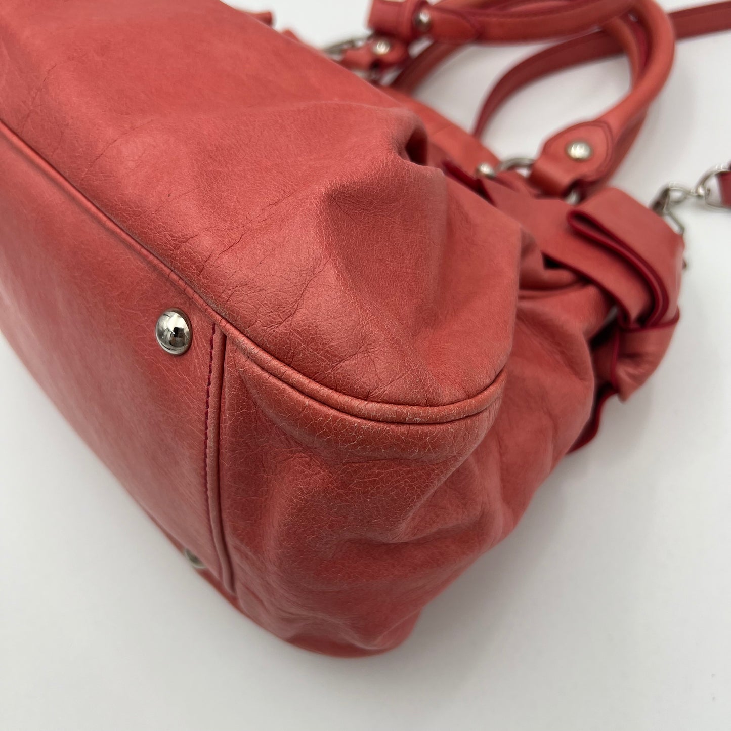 Miu Miu Pink Vitello Lux Bow Small Satchel