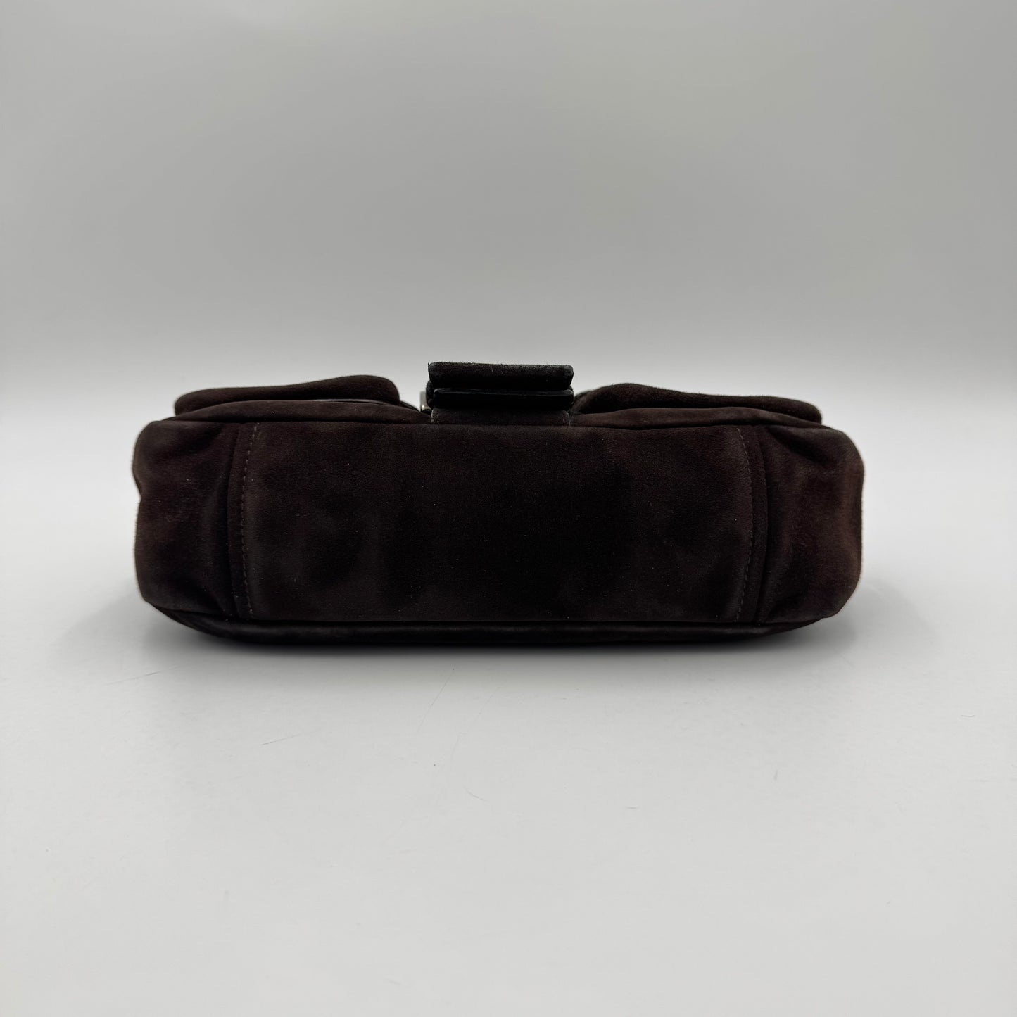 Prada Dark Brown Suede Studded Sidonie Flap Baguette