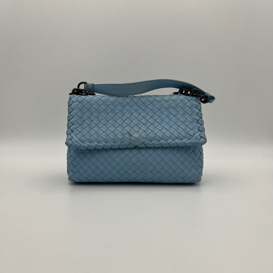 Bottega Veneta Light Blue Nappa Intrecciato Olimpia Shoulder Bag