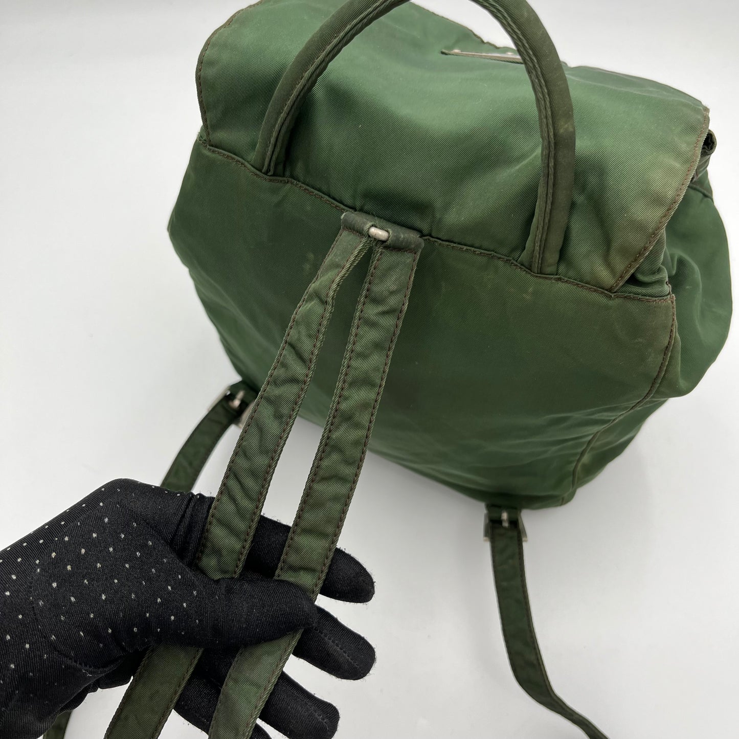 Prada Green Nylon Small Flap Backpack