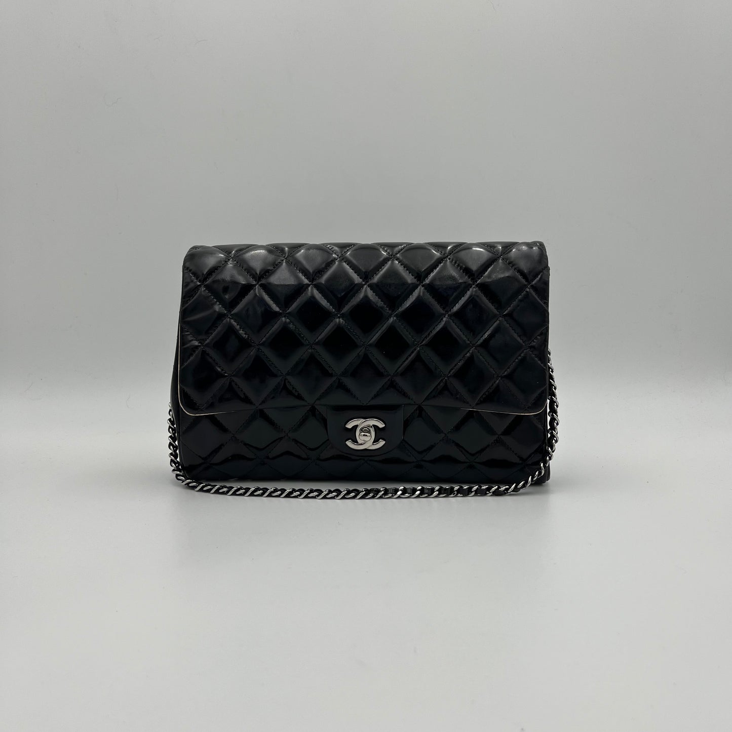 Chanel Timeless Quilted Patent Leather Chain Flap Bag