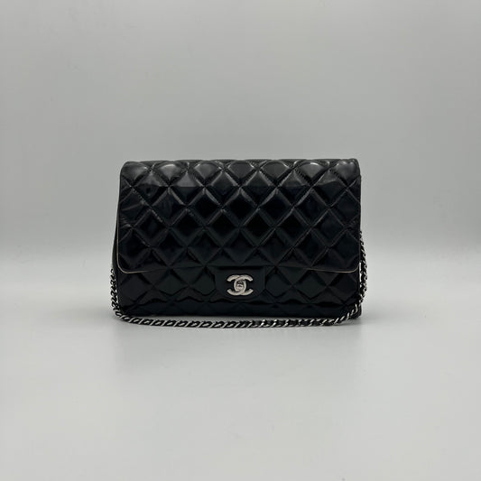 Chanel Timeless Quilted Patent Leather Chain Flap Bag