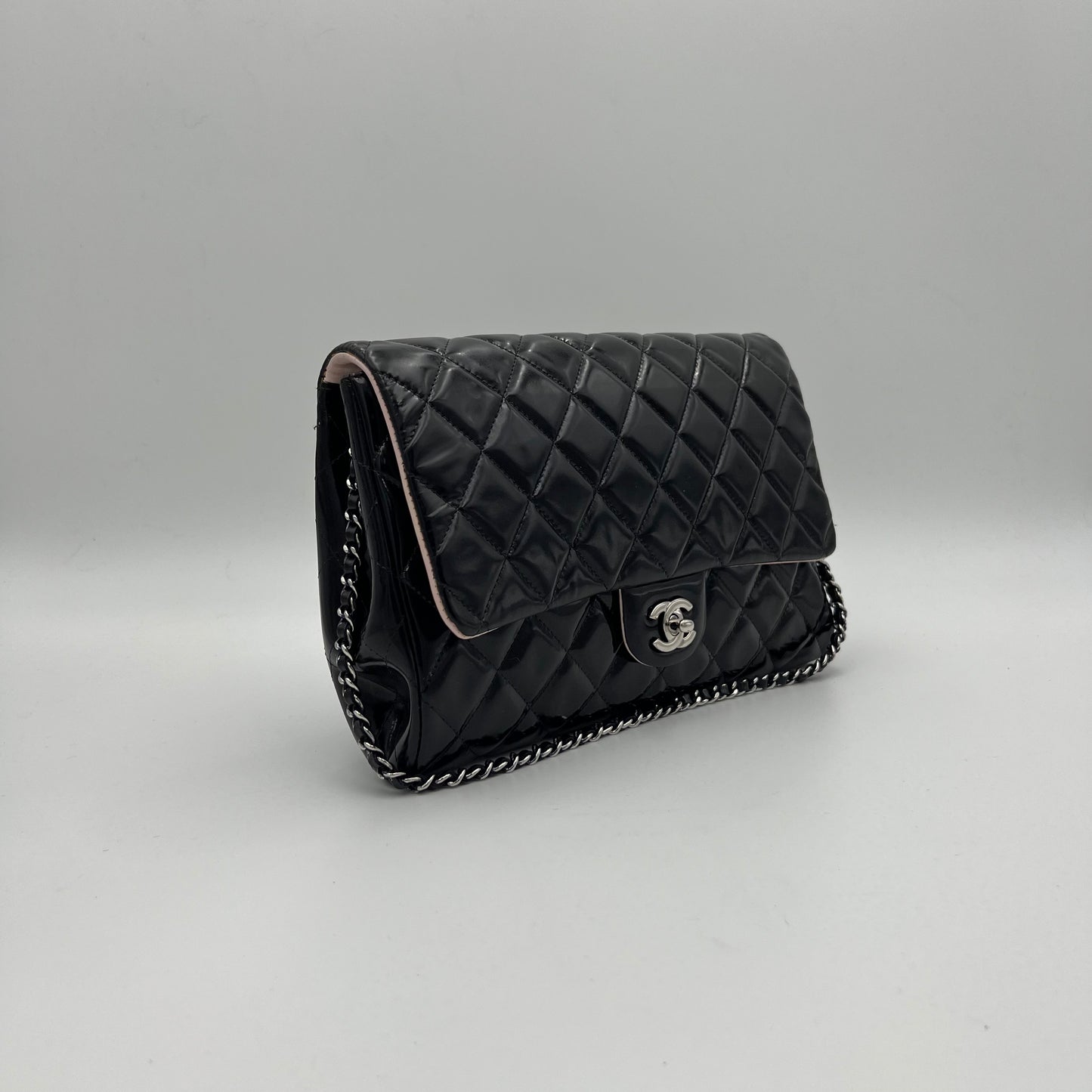 Chanel Timeless Quilted Patent Leather Chain Flap Bag