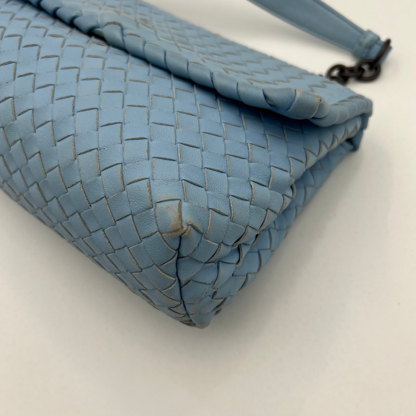 Bottega Veneta Light Blue Nappa Intrecciato Olimpia Shoulder Bag