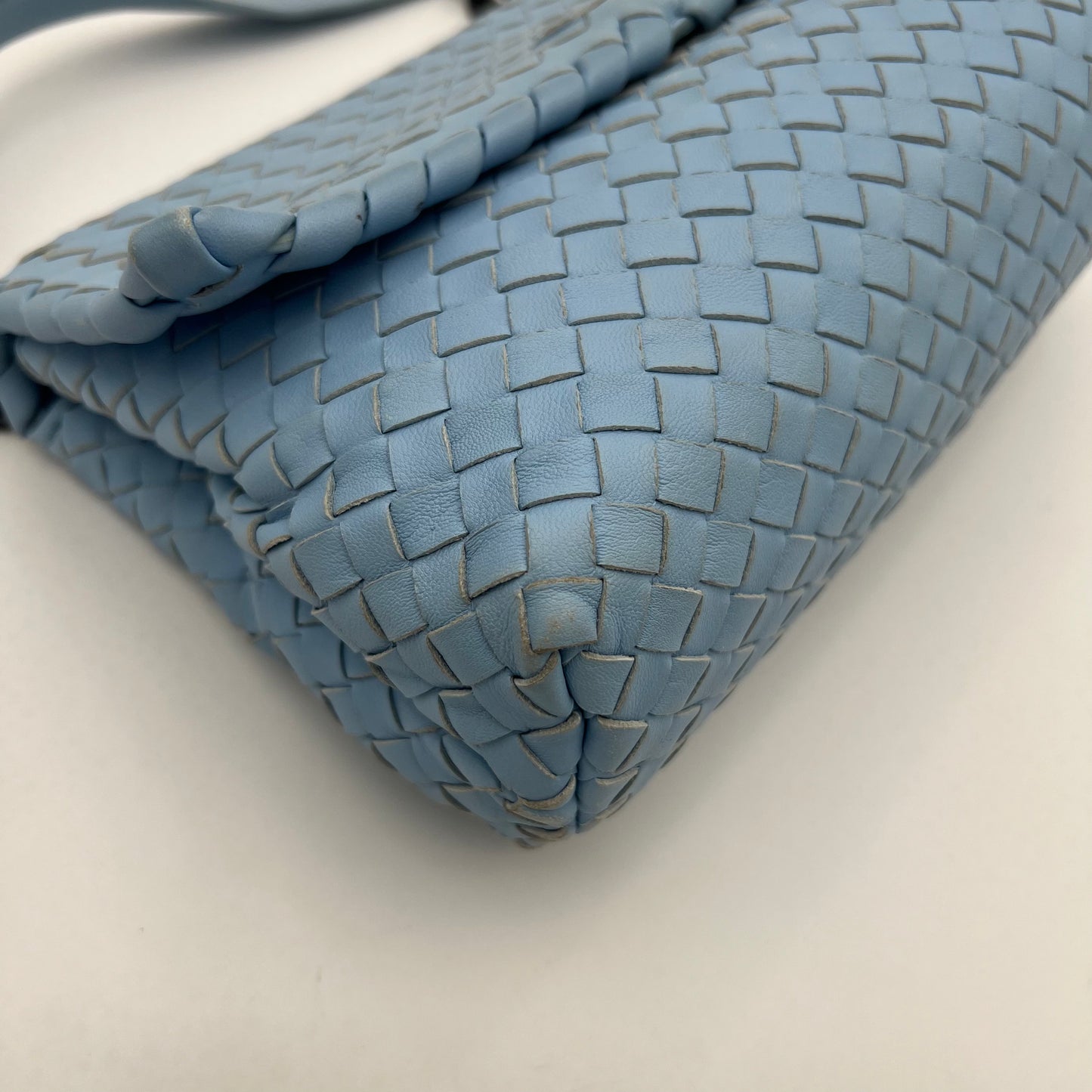 Bottega Veneta Light Blue Nappa Intrecciato Olimpia Shoulder Bag