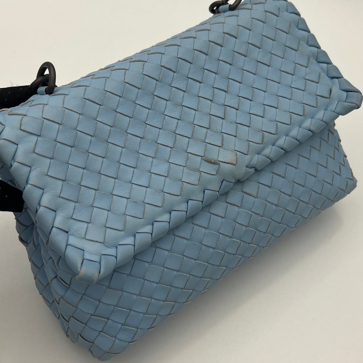 Bottega Veneta Light Blue Nappa Intrecciato Olimpia Shoulder Bag