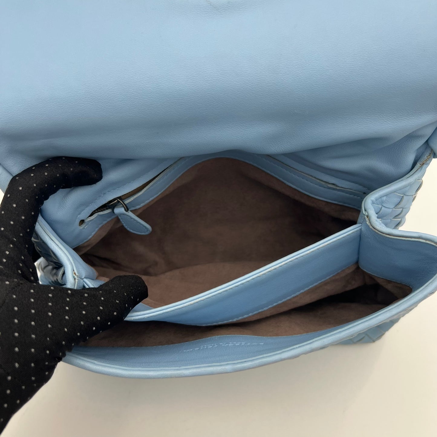 Bottega Veneta Light Blue Nappa Intrecciato Olimpia Shoulder Bag