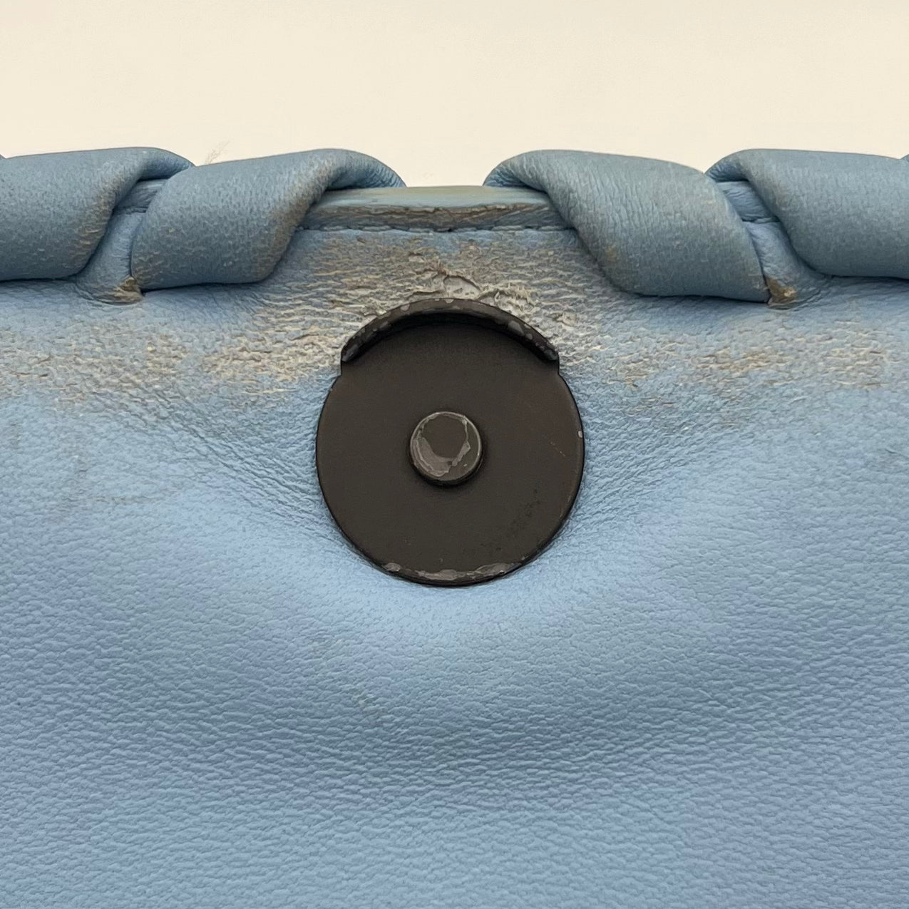 Bottega Veneta Light Blue Nappa Intrecciato Olimpia Shoulder Bag